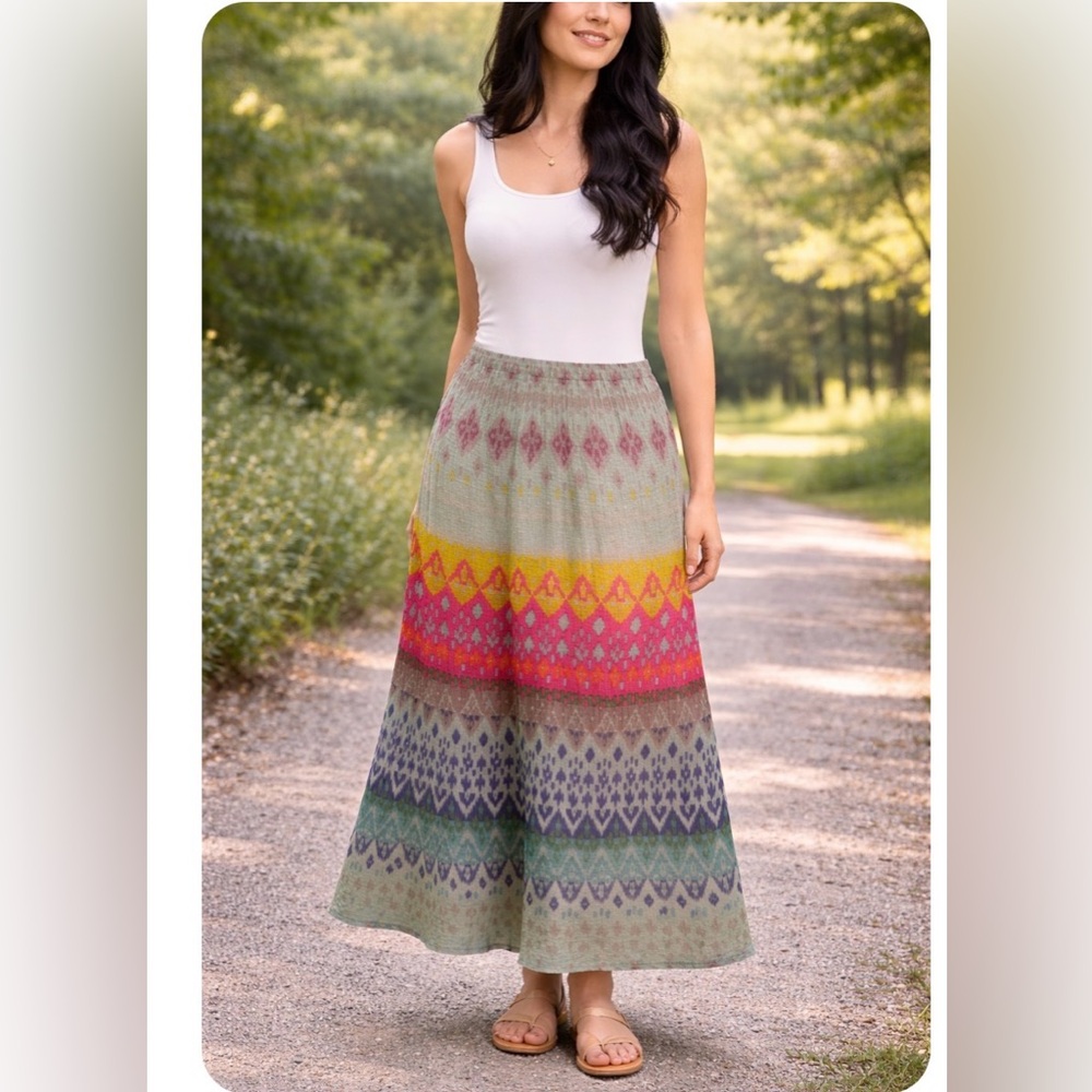 Sandwich Boho Multicolor lined  Maxi Skirt EUR size 34